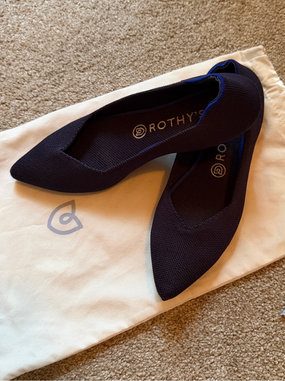 Rothy's The Point Pointed Toe Flats - Navy